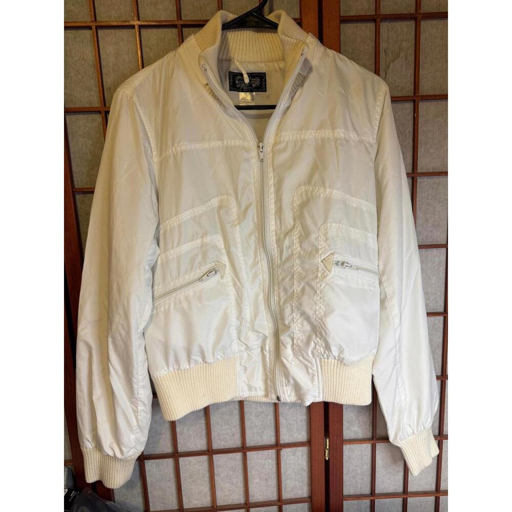 Vintage Miss Me Lightweight White Windbreaker Jacket - Perfect for Spring & Fall